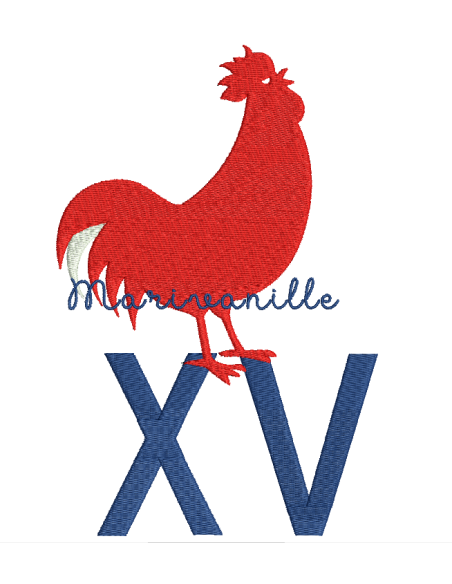Coq, XV, rugby - 3 tailles - 2 versions