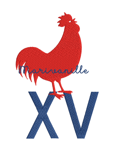 Coq, XV, rugby - 3 tailles - 2 versions
