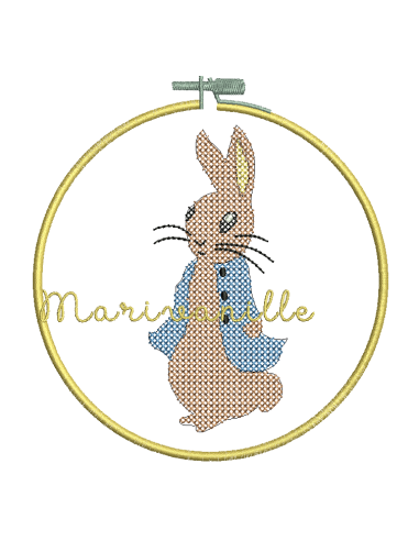 Pierre lapin point de croix 2 versions