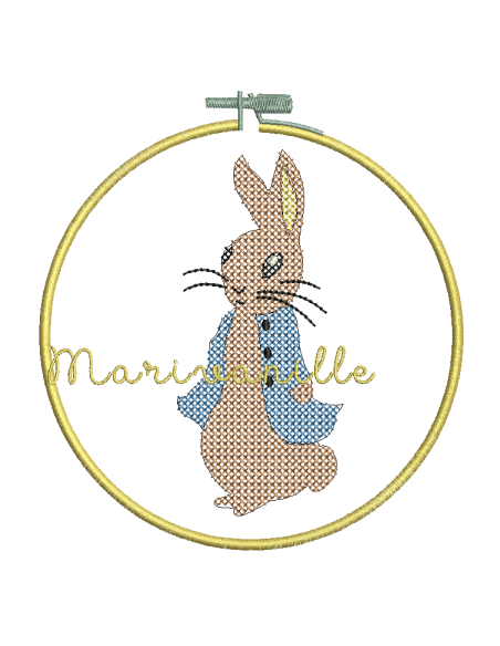 Pierre lapin point de croix 2 versions