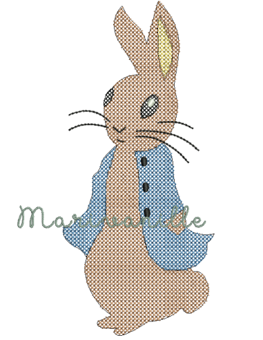 Pierre lapin point de croix 2 versions