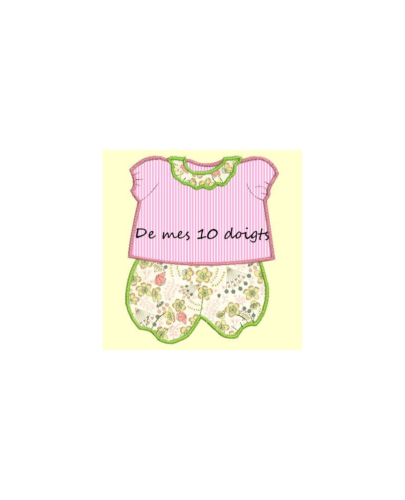 Tunique col volant et bloomer en appliqué