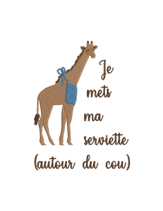 Je mets ma serviette, girafe
