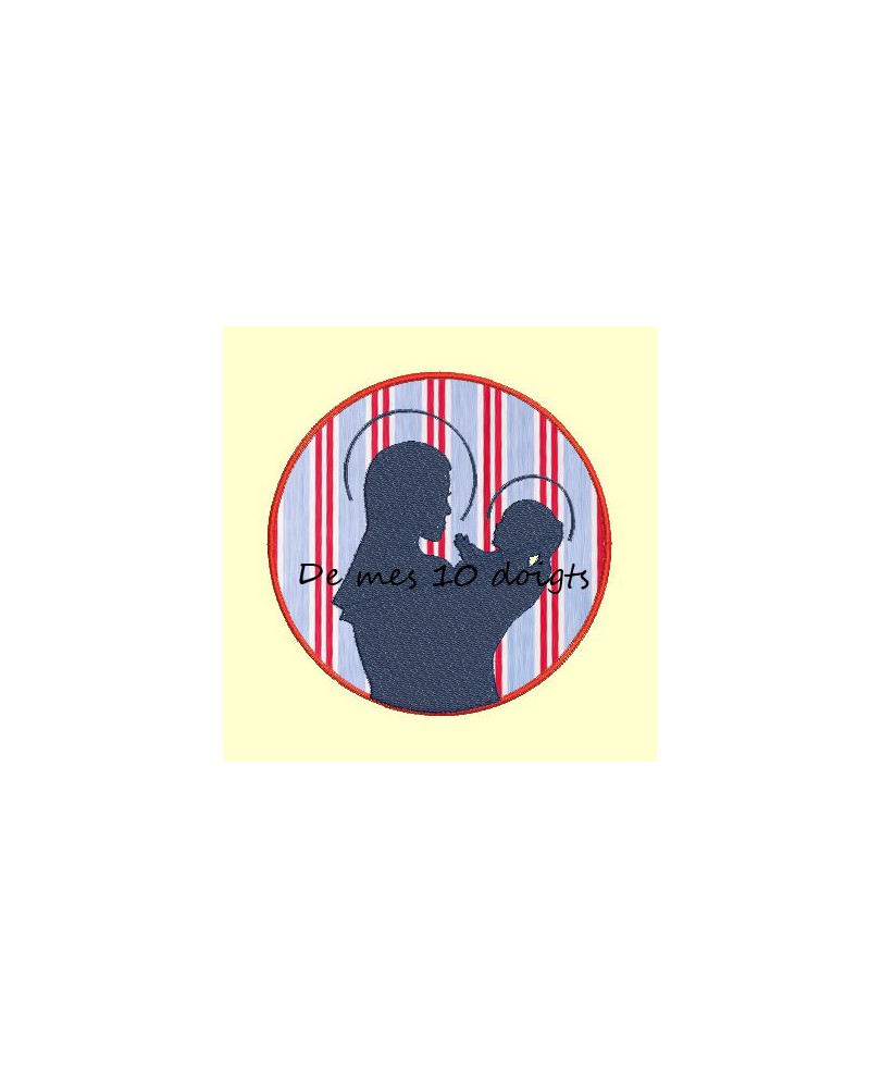 Vierge à l'Enfant en médaillon en appliqué - 2 tailles