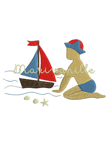 Enfant et son bateau - 5 tailles