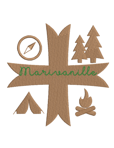 Motif de camp Croix Scoute monochrome