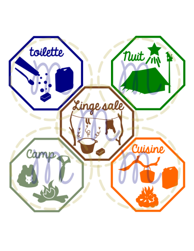 Lot 5 motifs de camp scouts (découpe)