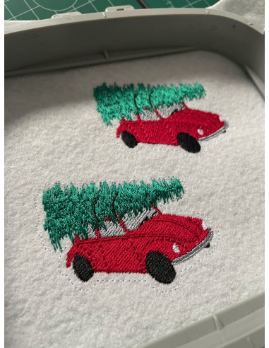 Voiture et sapin-Noël-pour broche /...