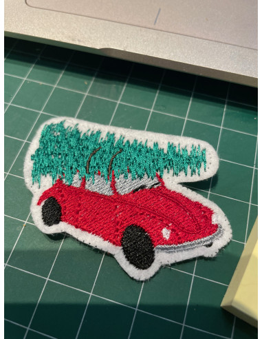 Voiture et sapin-Noël-pour broche /...