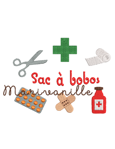 sac à bobos et écusson croix verte