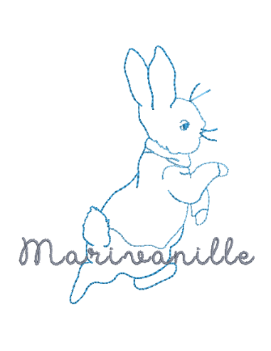 Pierre Lapin - 10 cm en redwork