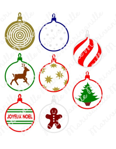 Lot boules de Noël (découpe)
