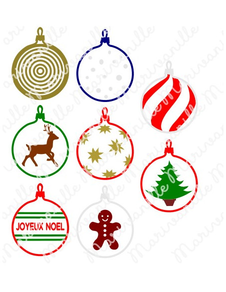 Lot boules de Noël (découpe)