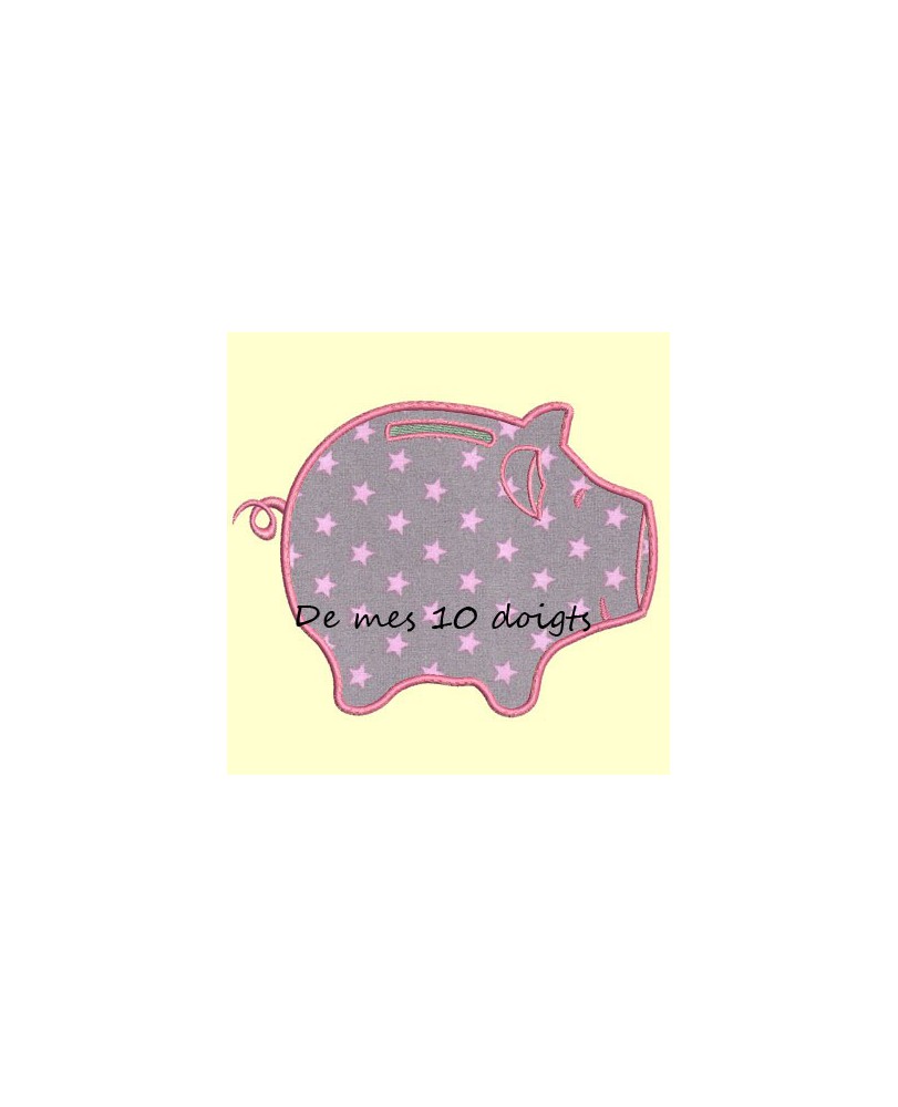 Cochon Tire-lire en appliqué - 2 tailles