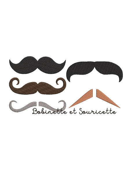 Lot de 5 moustaches - ombre chinoise - 2 tailles