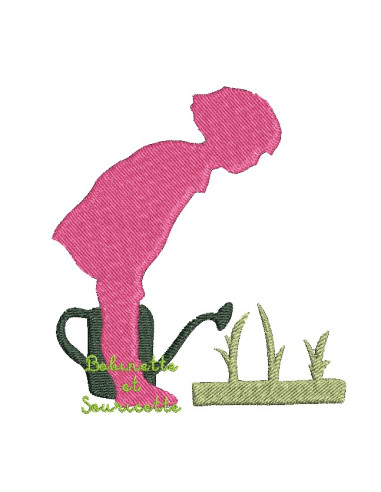 Fillette à l'arrosoir