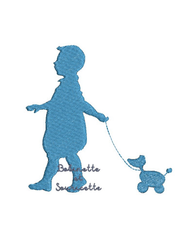 Enfant et son chien à roulettes -...
