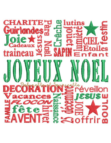 Nuage de mots Joyeux Noël - 3 tailles