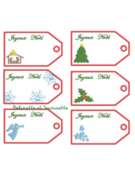 Etiquettes de Noël - 8 versions en tout dans le cadre