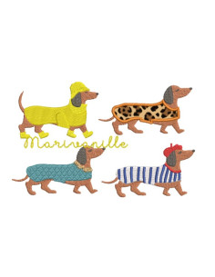 Lot de 4 teckels - 2 tailles