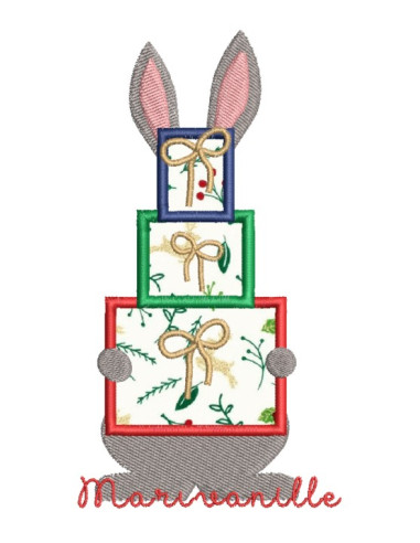 Lapin avec cadeaux de Noël - appliqué...