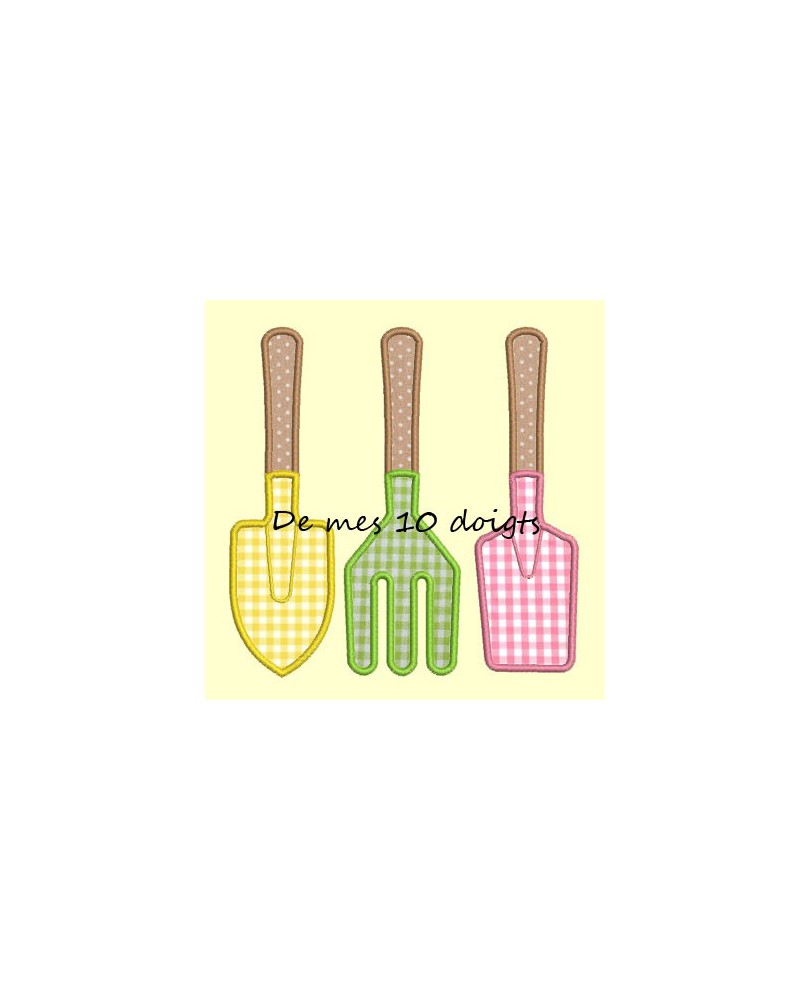 Outils de jardin en appliqué - 2 tailles