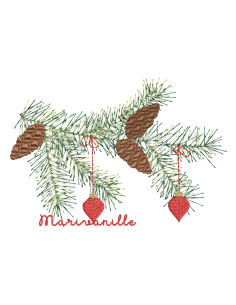 Branche de sapin avec boules