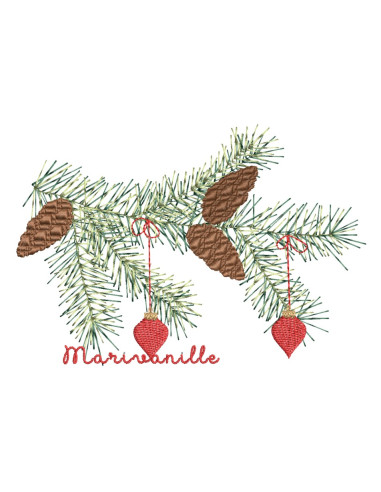 Branche de sapin avec boules