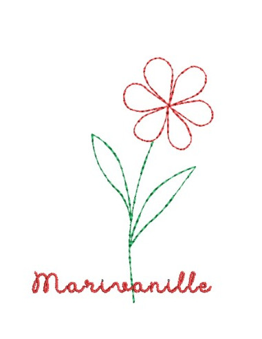 Fleur redwork, 2 tailles