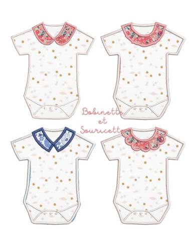 Body en appliqué - 4 motifs - cadre 10cm