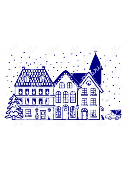 Maisons de Noël, paysage d’hiver  (découpe)
