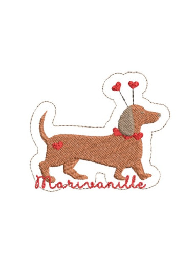 Teckel avec des coeurs pour broche /...