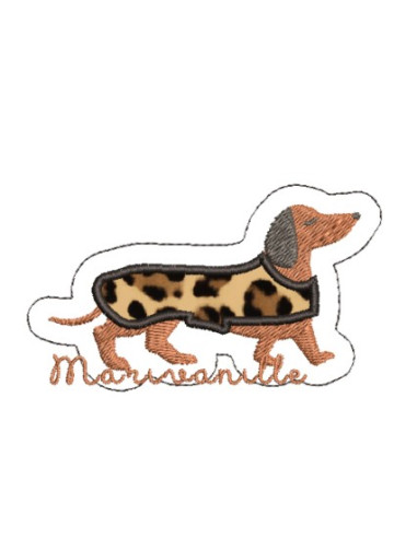 Teckel avec couverture en appliqué...