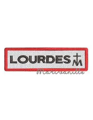 Panneau Lourdes, en appliqué, 10x3 cm