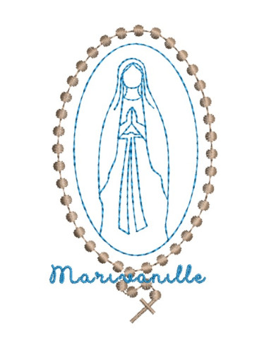 Vierge de Lourdes et chapelet -...