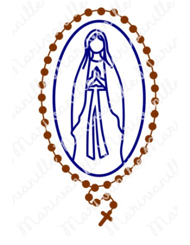 Vierge de Lourdes et chapelet (découpe)