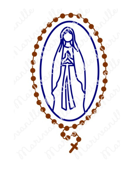 Vierge de Lourdes et chapelet (découpe)