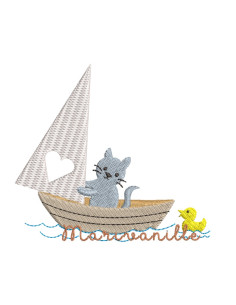 Chat et voilier et lune...