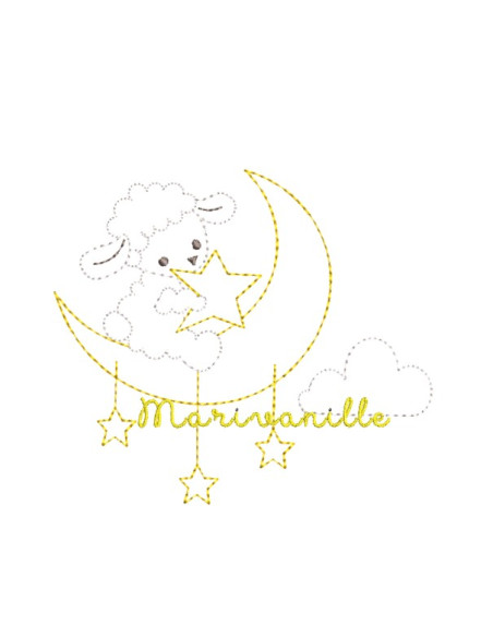 Mouton et Lune contours 10x9 cm