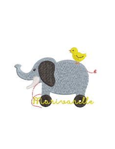 Eléphant et poussin 9x7 cm