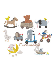 Cheval et poussin 9,5x8 cm 2