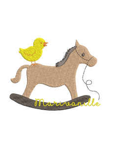 Cheval et poussin 9,5x8 cm