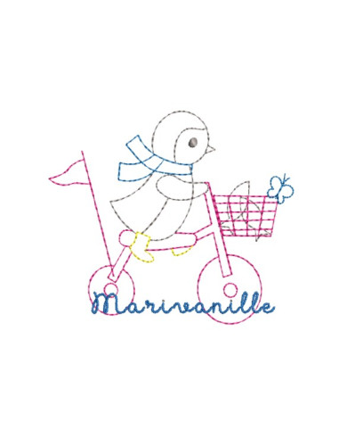 Pingouin  sur son vélo Contours 9x8 cm