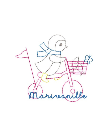 Pingouin  sur son vélo Contours 9x8 cm