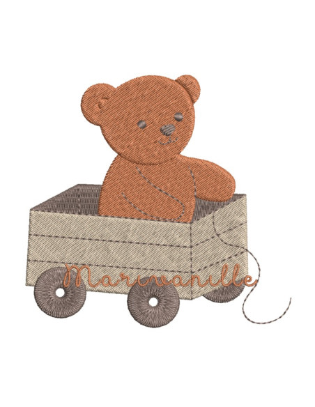 Ourson dans une caisse en bois 9,5x9 cm