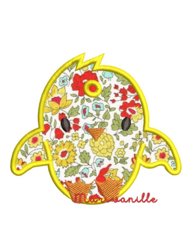 Poussin étiquette en appliqué