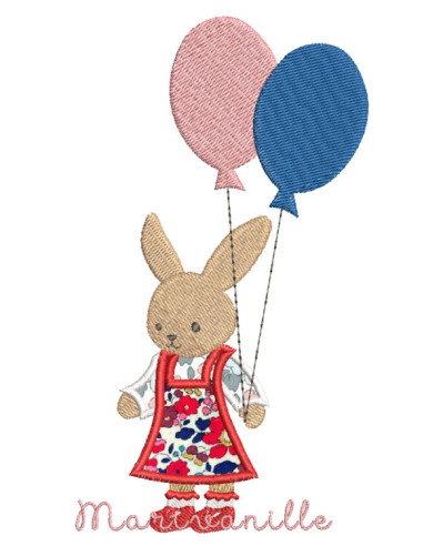Lapine aux ballons appliqué