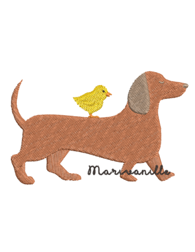 Teckel avec un poussin - 3 tailles