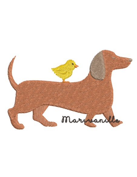 Teckel avec un poussin - 3 tailles