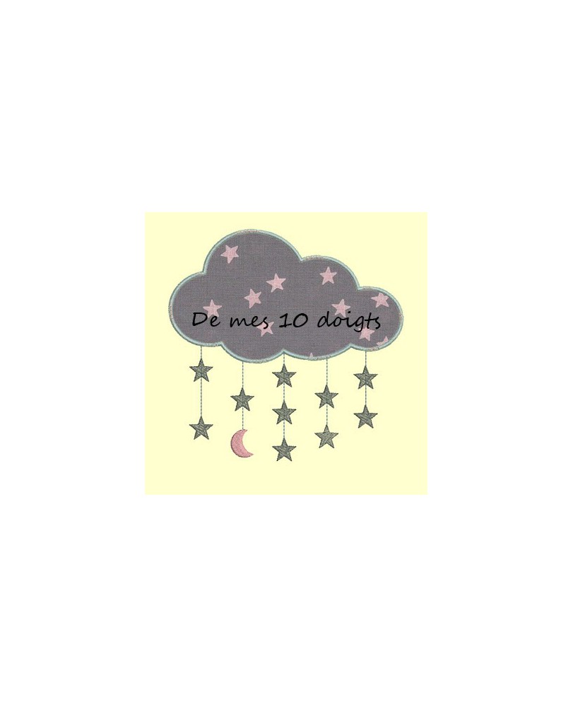 Nuages en appliqué et sa pluie d'étoiles - 3 tailles